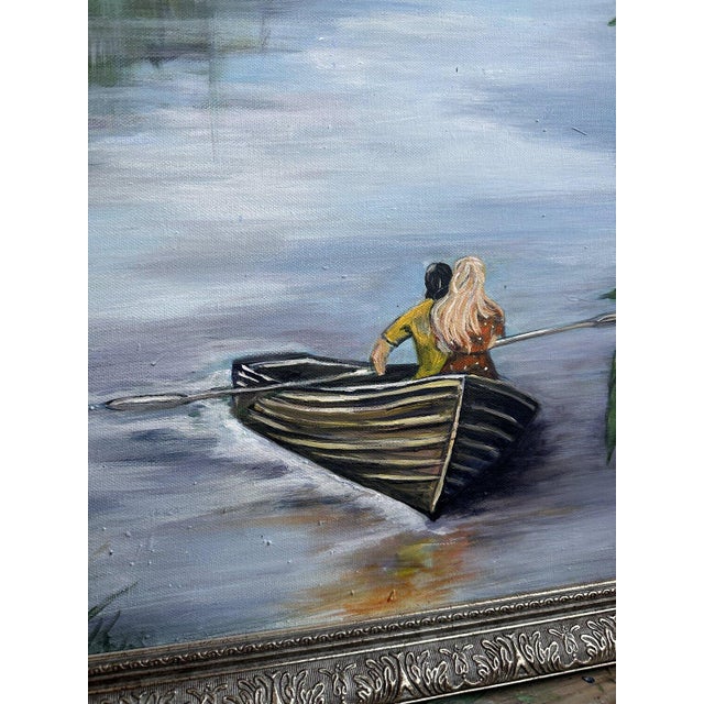 Realism A.Parhimovitš Two in a Boat 2014 Landscape Pirita River in Estonia Acrylic on Canvas Paintings For Sale - Image 3 of 6