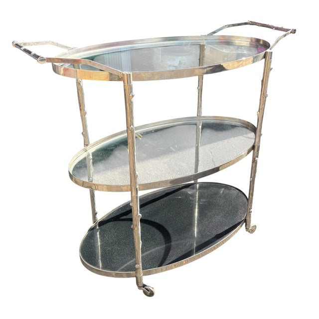 Modern Modern Nickel Plated Arbor Bar Cart For Sale - Image 3 of 5