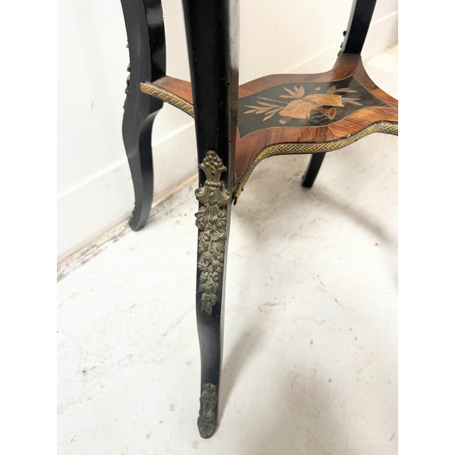 19th Century Napoleon III Jardinière in Blackened Wood and Light Wood Marquetry For Sale - Image 3 of 13