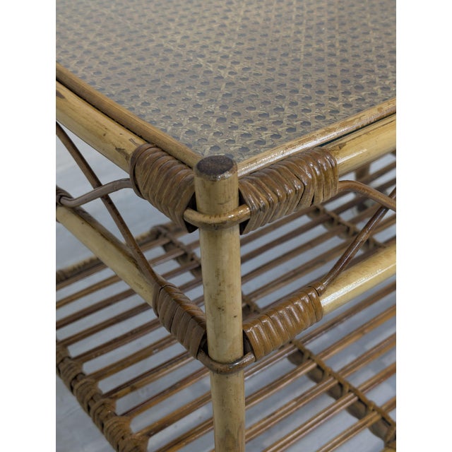 Scandinavian Rattan, Raffia and Glass Serving Cart, 1960s For Sale - Image 12 of 14