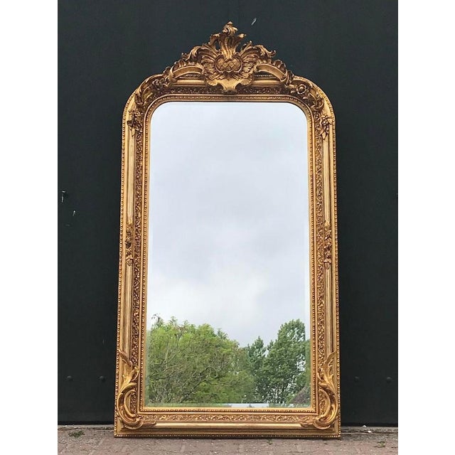 French Late 20th French Louis XVI Gold Beech Floor Mirrors Pair For Sale - Image 3 of 18