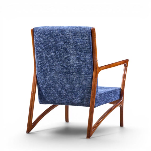 Ico Parisi Style Mid Century Italian Sculpted Mahogany Lounge Chairs - Pair For Sale - Image 10 of 12