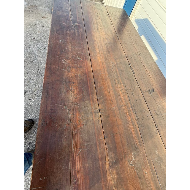 Antique French Oak Country Rustic Dining Table Circa 1800s For Sale - Image 4 of 11