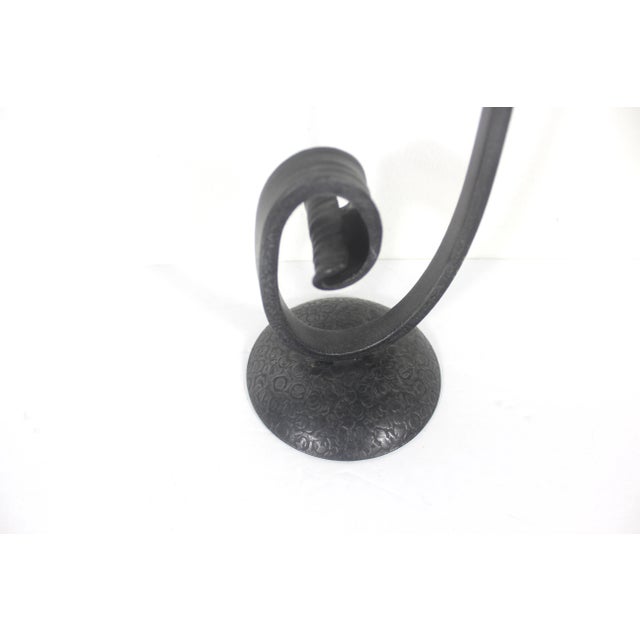 Mid-Century Modern Brutalist Mid Century Modern German Black Metal Iron Vintage Pillar Candleholder For Sale - Image 3 of 10
