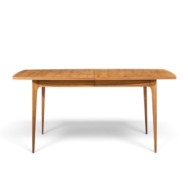 Wood Broyhill Brasilia Mid Century Walnut Expanding Dining Table With 1 Leaf For Sale - Image 7 of 10
