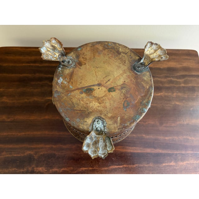 1940s Neoclassical Brass Cachepot With Lion Paw Feet and Ring Handles For Sale - Image 10 of 10