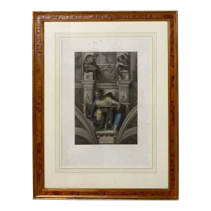 Hand-Colored Victorian Engraving of Daniel From Sistine Chapel