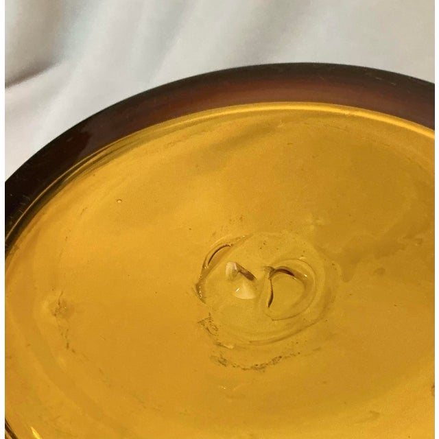 Yellow Large Vintage Mid Century Attributed to Blenko Hand Blown Art Glass Vase Yellow With Honey-Gold Tones For Sale - Image 8 of 12
