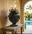 Verdigris Neoclassical Classical Style Cast Iron Garden Urn With Ram's Head Handles For Sale - Image 8 of 11