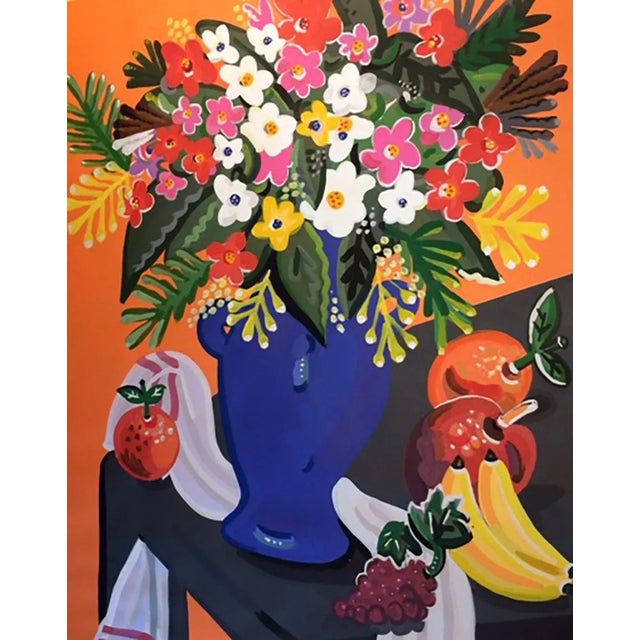 Bouquet, Pop Art Style and Classical, Framed Colorful Still-Life Flower Painting, 2018 For Sale - Image 11 of 11