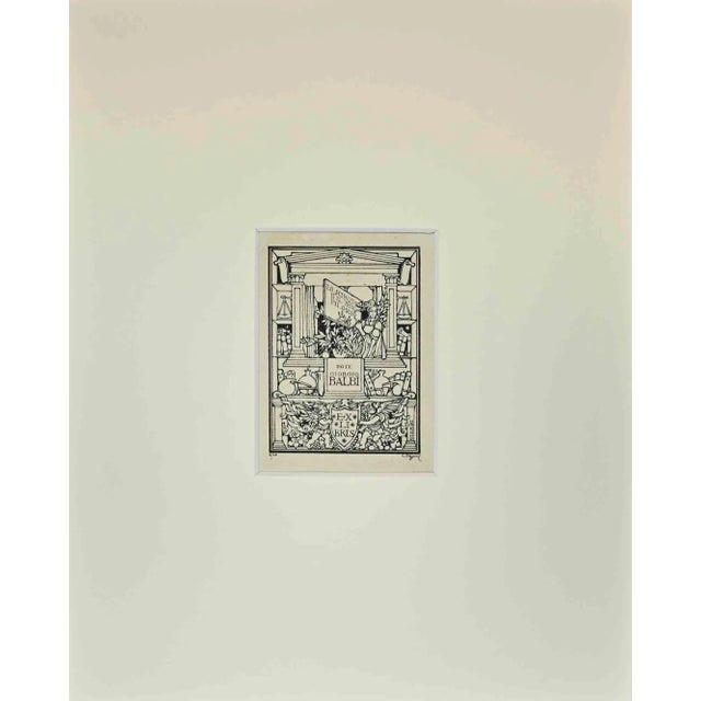 Modern Giulio Cesari, Ex Libris Giorgio Balbi, Woodcut, Mid-20th Century For Sale - Image 3 of 3