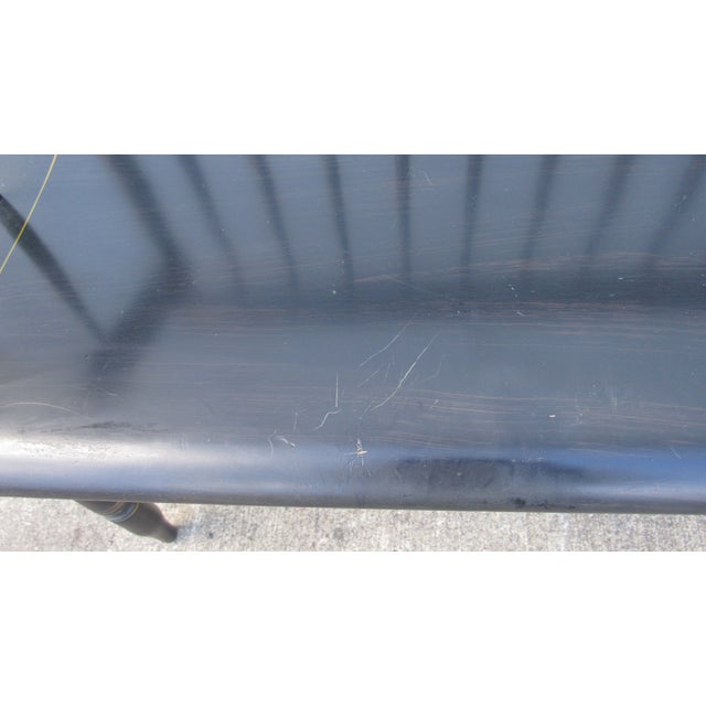 Wood 1980s Hitchcock Black Farmhouse Bench Signed Designer For Sale - Image 7 of 11