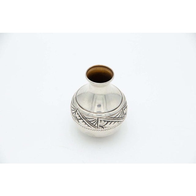 Domed Silver Jar with Reliefs on the Waist For Sale - Image 3 of 3
