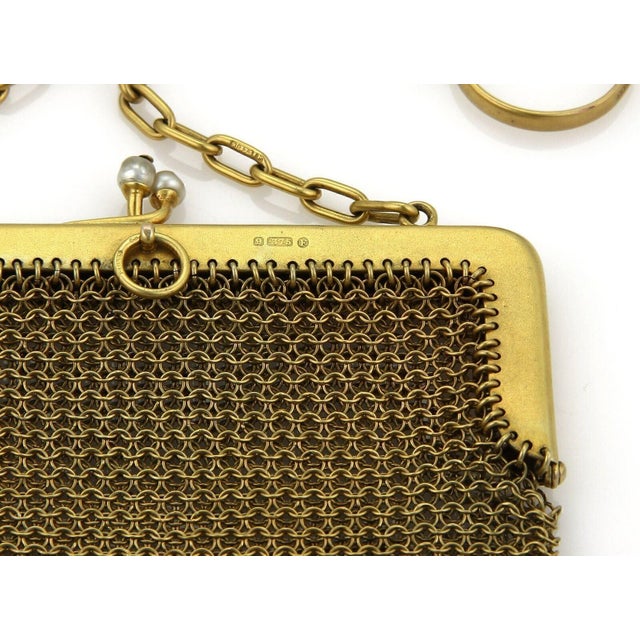 Late 20th Century 9k Yellow Gold & Pearls Mesh Purse Bag Circa Victorian For Sale - Image 4 of 7