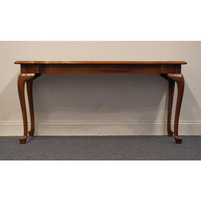 Late 20th Century Ethan Allen Collectors Classics Traditional Style 56" Solid Pecan Accent Sofa Table W. Olive Ash Burl Veneer Top 13-9607 For Sale - Image 5 of 10