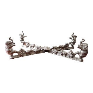 Vintage Signed Arthur Court Elephant Casserole Dish Holder – Cast Aluminum Safari Trivet / Serving Stand For Sale
