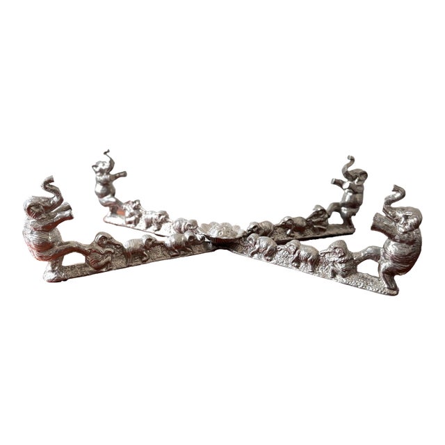 Vintage Signed Arthur Court Elephant Casserole Dish Holder – Cast Aluminum Safari Trivet / Serving Stand For Sale