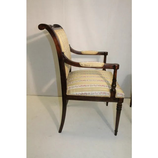 Wood Early 20th Century Set of 6 Regency Style Maple Dining Room Chairs, New Upholstery For Sale - Image 7 of 8