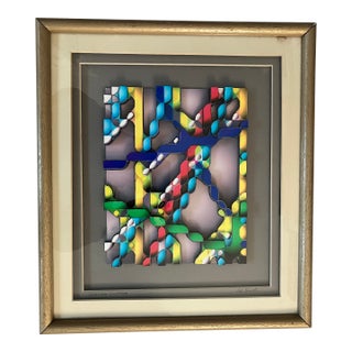 1990s Framed Painted Assemblage Sculpture Signed Cal Smith For Sale