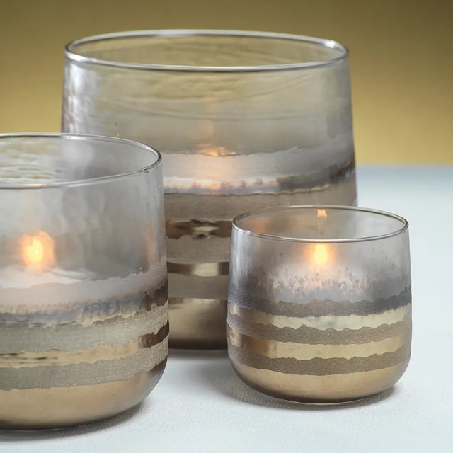 Contemporary Lucia Smoky Glass Hurricanes, Set of 2 For Sale - Image 3 of 4