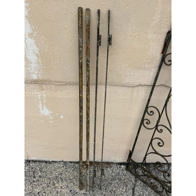 Antique Spanish Renaissance Scrolling Wrought Iron 57 X 45 Garden Entry Gate Set For Sale - Image 15 of 18