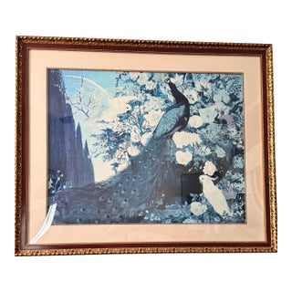 Vintage Oversized Framed Jessie Arms Botke "White Peacock" Print For Sale