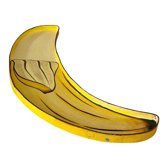 Vintage Hand Painted Papier-Mâché Banana Serving Tray, Made in Mexico For Sale