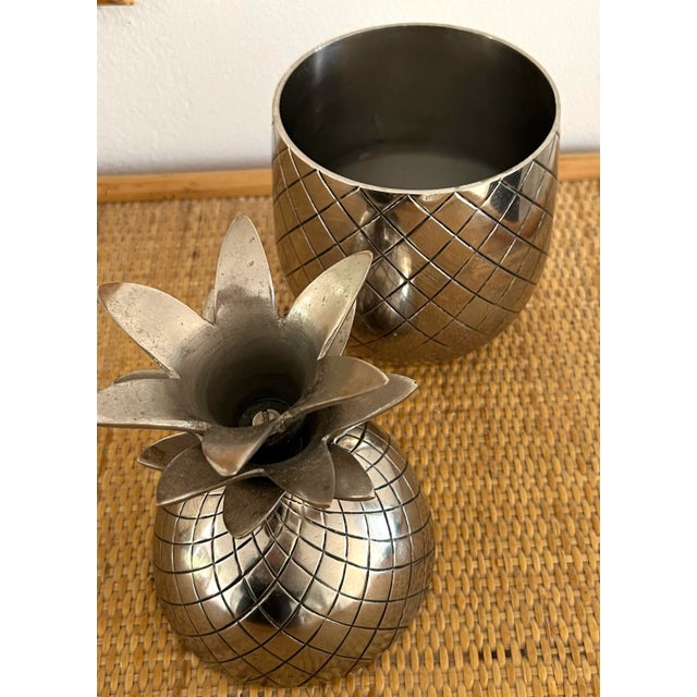 Mid-Century Modern 1970s Mid Century Silver Pineapple Ice Bucket For Sale - Image 3 of 11