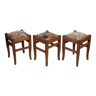 Turkish Rug Stools - Set of 3 For Sale