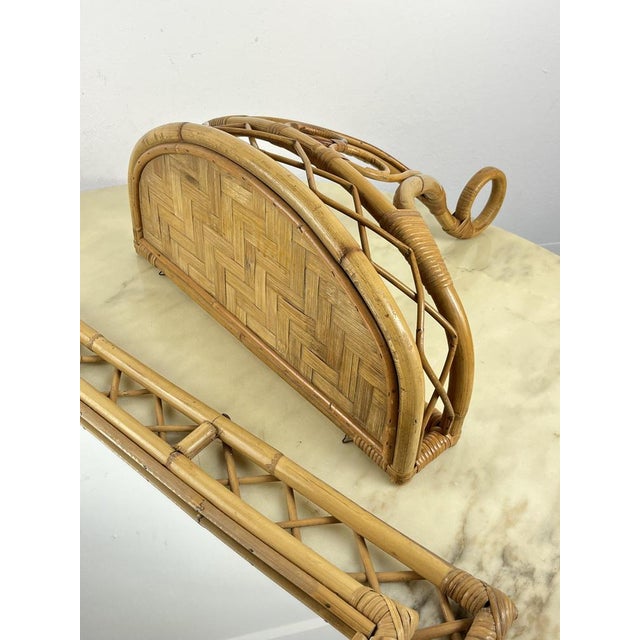 Mid-Century Mirror and Consoles in Bamboo, 1960s, Set of 2 For Sale - Image 6 of 16