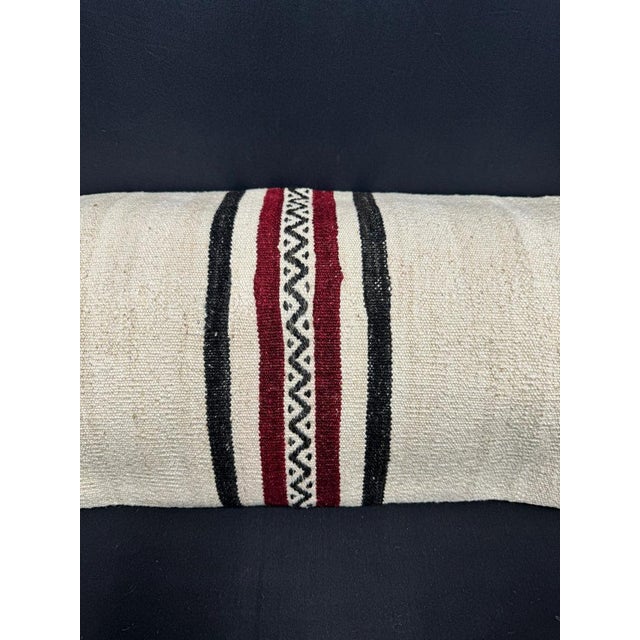 Contemporary Turkish Hemp Pillow Cushion Natural Beige Black Cushion Cover 14"x45" For Sale - Image 3 of 4