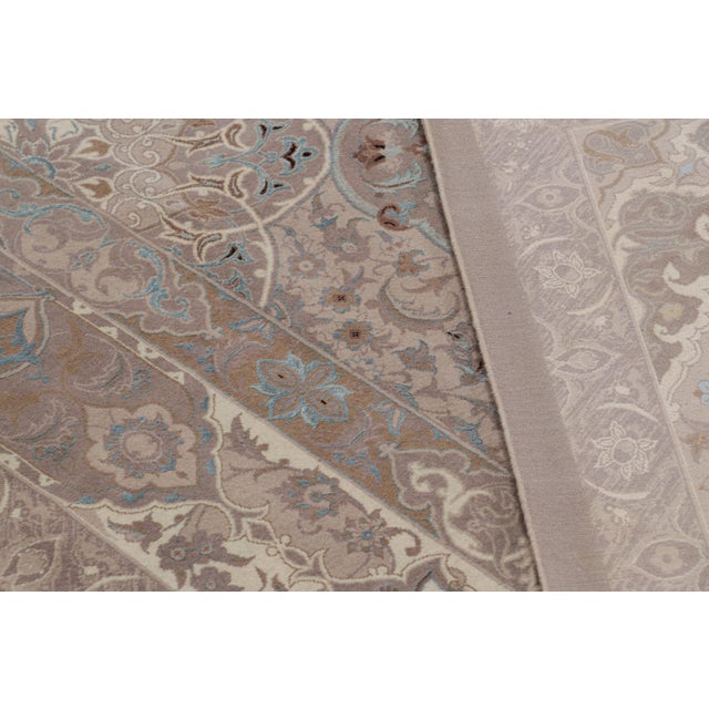 Mauve Rug & Kilim’s Modern Classics Rug, Beige and Mauve With Floral Medallion “Ghapi” For Sale - Image 8 of 8