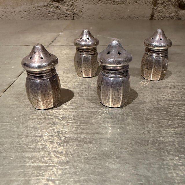 Hollywood Regency Vintage Vincent Lollo Sterling Silver Salt & Pepper Shakers Set of 4 For Sale - Image 3 of 8