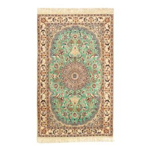 Pasargad DC Light Green Fine Hand Knotted Persian Silk & Wool Nain Rug