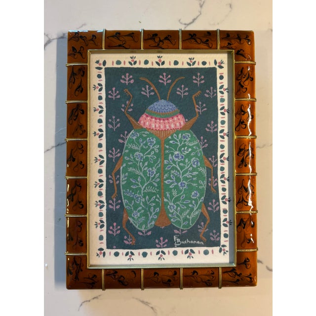 Contemporary Contemporary Felicity Buchanan Repro Print of a Colorful Beetle in Tortoise-Style Frame For Sale - Image 3 of 4