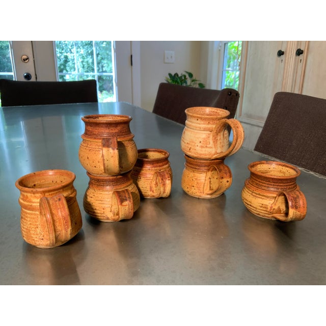 Ceramic Vintage Chris Davis Set of 7 Functional Pottery Espresso/Cappuccino/Latte Mugs For Sale - Image 7 of 9