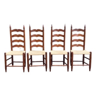 Vintage Classic Ladderback Chairs With Rush Seats For Sale