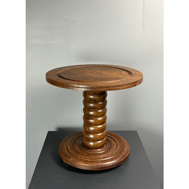 Chunky Low Turned Wood Brutalist Side Table in the style of Charles Dudouyt, 1950s For Sale - Image 14 of 17