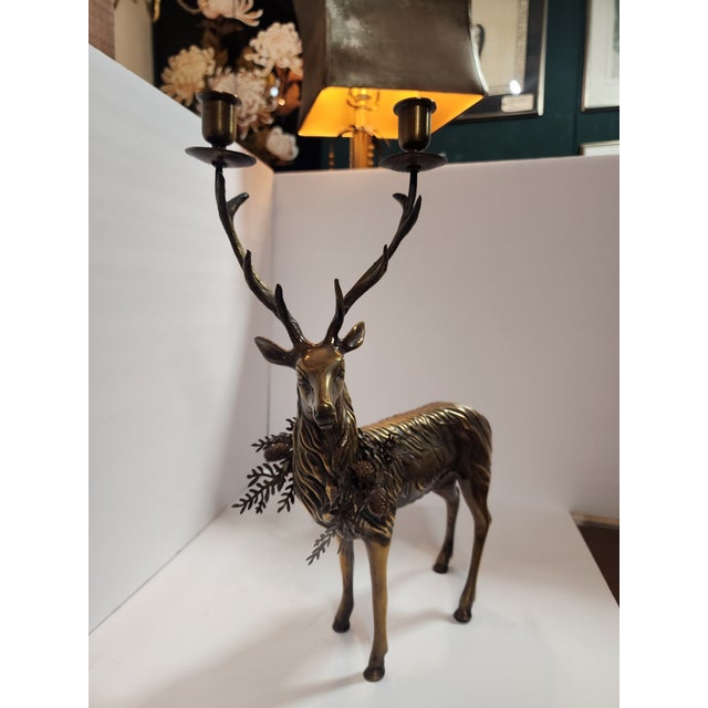 This mid Century Stag is solid brass with a beauties bow wreath collar that you can remove if you like. He is a perfect...