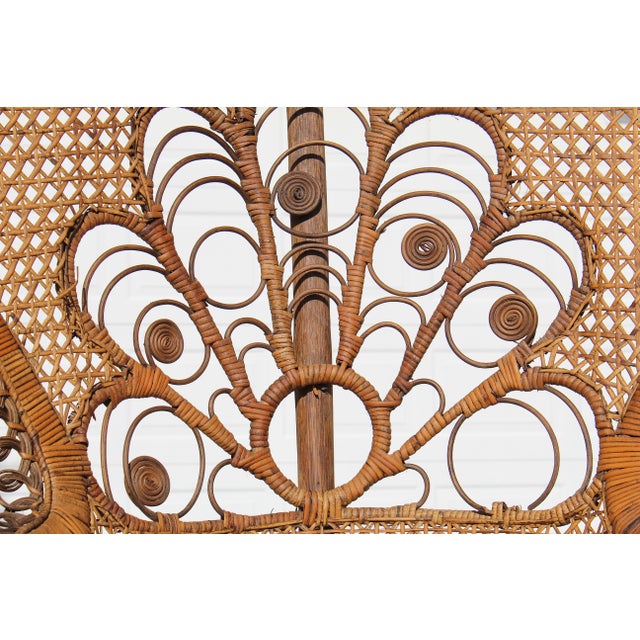 Vintage Thai Bohemian Wicker Peacock Chair With Cushion For Sale - Image 10 of 18