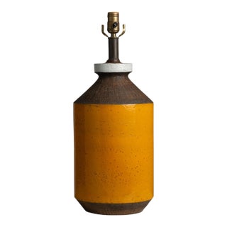 1950s Spectacular Large Glazed Studio Pottery Signed Italian Table Lamp Base Bitossi Aldo Londi Raymor For Sale