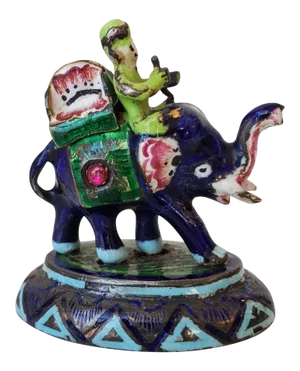 Vintage Sterling Silver Meenakari Enameled Elephant