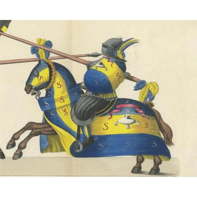 Vibrant Heraldic Horses and Armor, 1842, Paper For Sale - Image 6 of 9