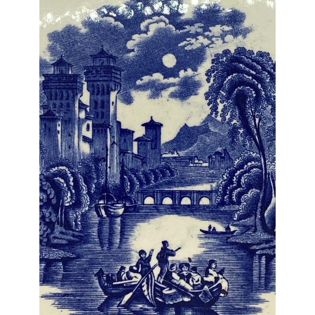 Antique Late 19th Century Ridgways Blue & White “Rhine” Transferware Chop Plate For Sale In Washington DC - Image 6 of 13