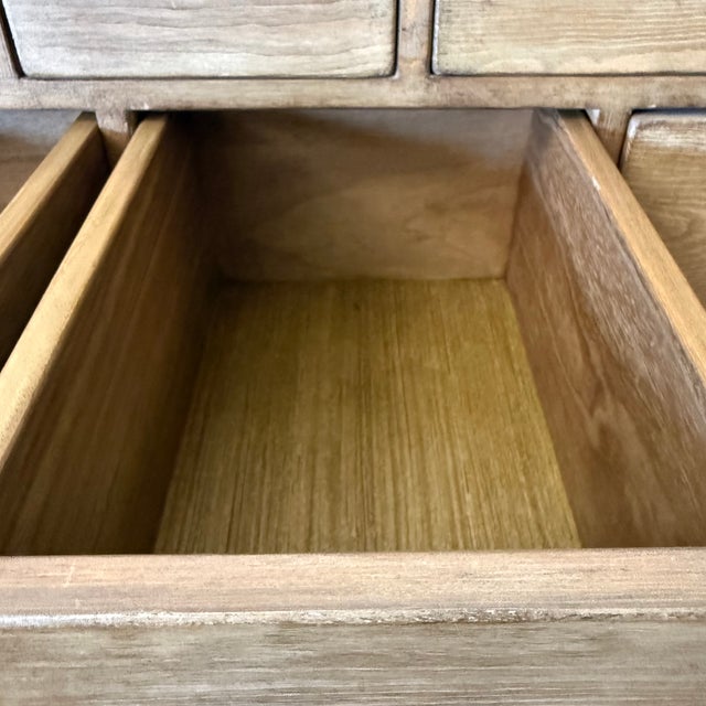 Lucy Reclaimed Elm Wood Console With 18 Drawers in Natural Finish For Sale - Image 11 of 16