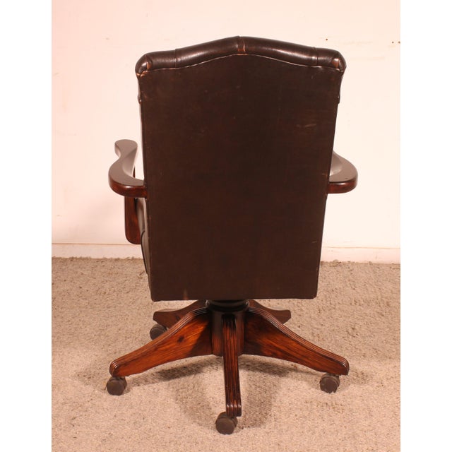 Animal Skin Executive Desk Chair in Wood and Upholstered Leather, 1950s For Sale - Image 7 of 10