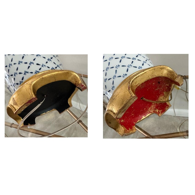 1980s Chinoiserie Hollywood Regency Blue and White Fishnet Table Lamps With Custom Fabric Shades - A Pair For Sale - Image 14 of 17