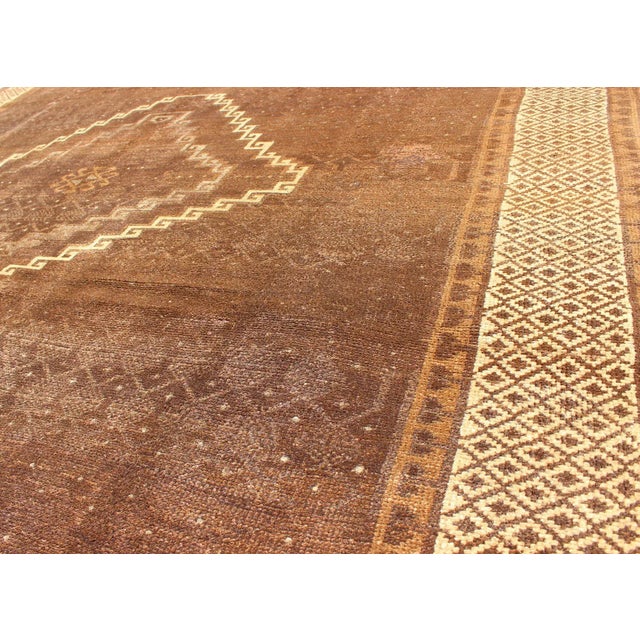 Vintage Turkish Kars Rug With a Modern Design in Shades of Brown and Ivory For Sale In Atlanta - Image 6 of 11
