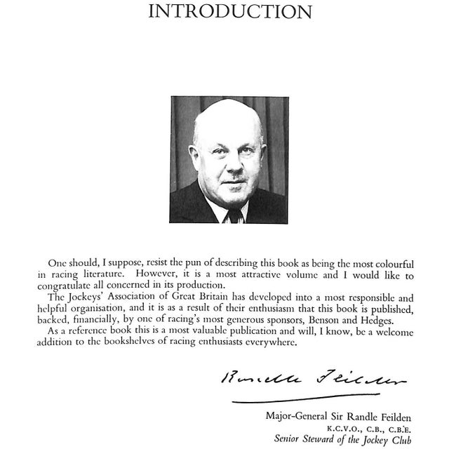 [320] pp. The Jockeys' Association of Great Britain 1973 First Edition 11 3/4" x 8 3/8" Stiff wrappers A pictorial...