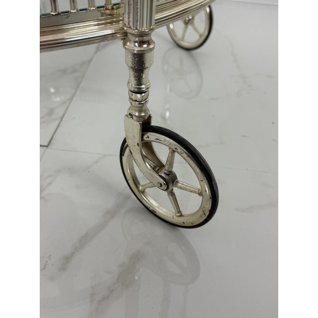 Silver Mid-Century Circular Chrome-Plated Brass Bar Cart, 1960s For Sale - Image 8 of 12